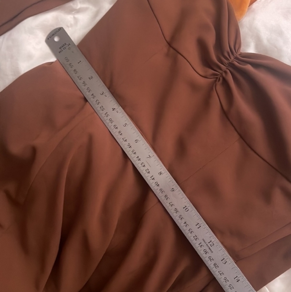 Tie-Shoulder Midi Dress in Brown - Picture 6 of 8